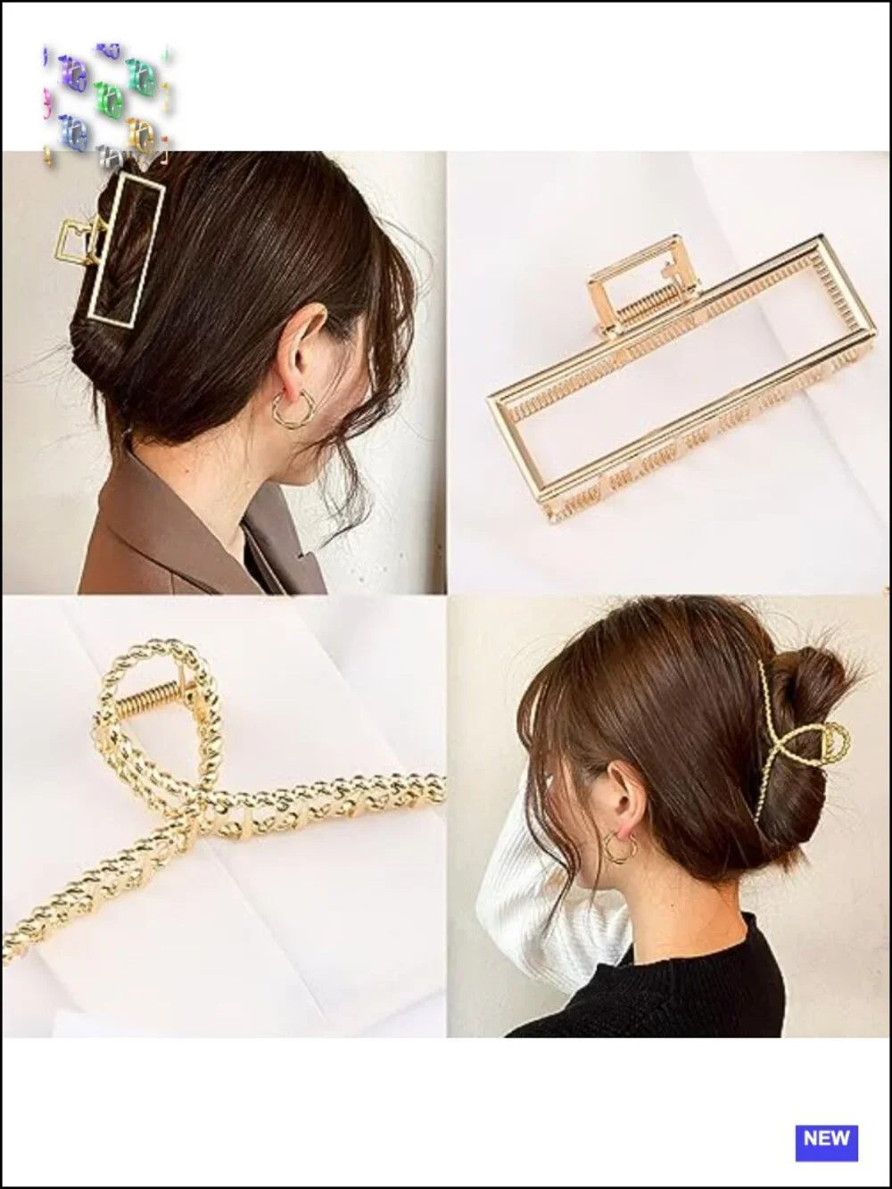 3 Large Metal Claw Clips for Thick Hair, Non-Slip Strong Hold Hair Accessories